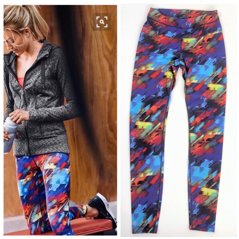 Athleta - Rainbow abstract colorful leggings XS